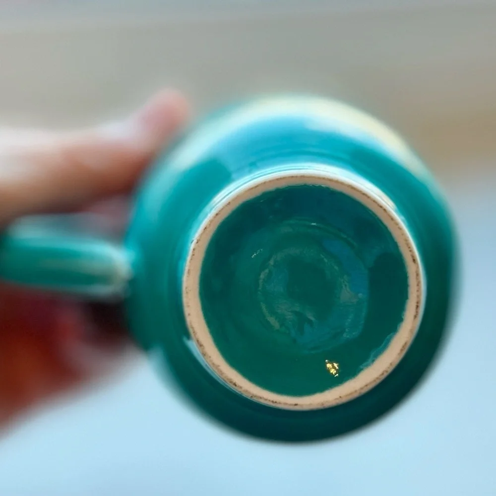 Set of 2 Fiestaware 8oz Handled Coffee/TeaCups Orange Turquoise Homer Mug